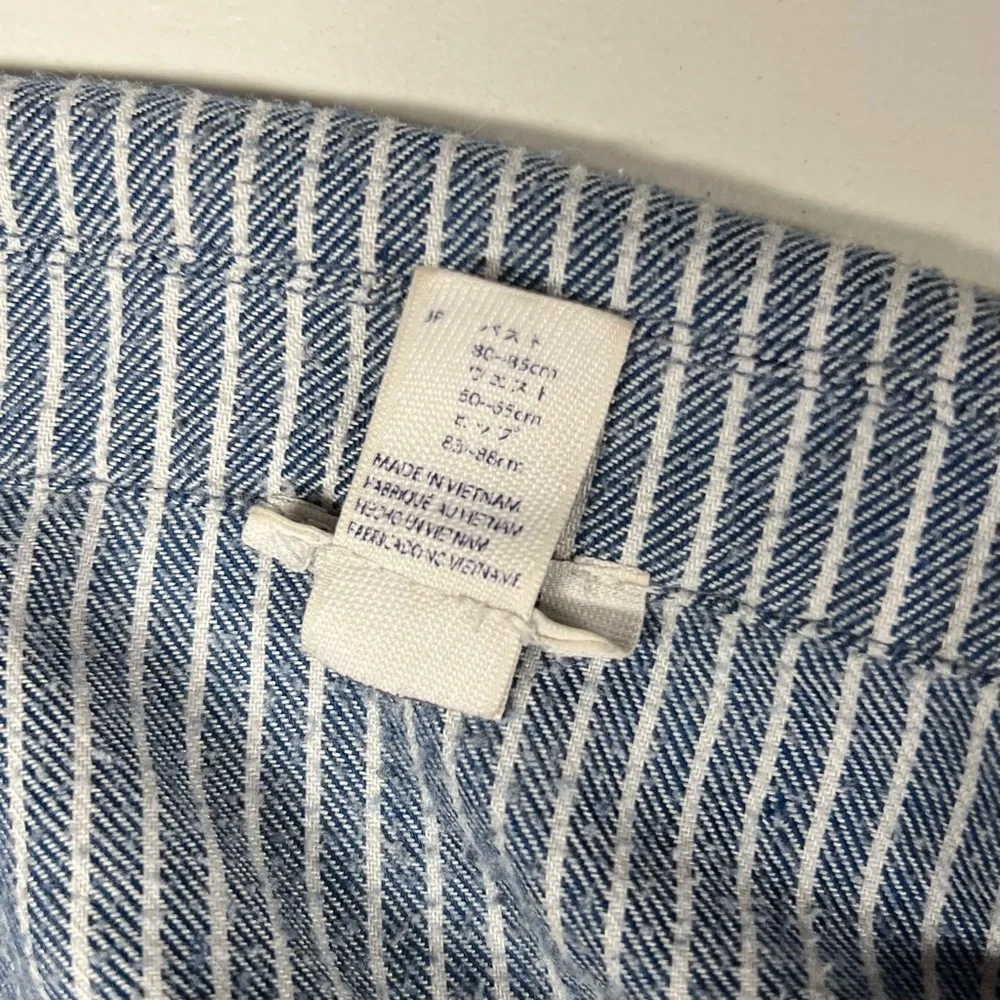 Forever 21 XS Pajama Top Textured Knit Button Front Long Sleeve Blue Cream …